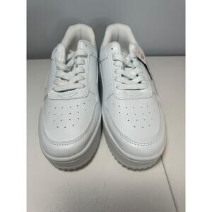 No Boundaries White Polyurethane Lace-Up Women Sneaker Shoes SZ 8.5